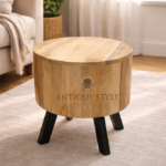 Solid wood round side table