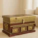 Antique Wooden Brass Storage