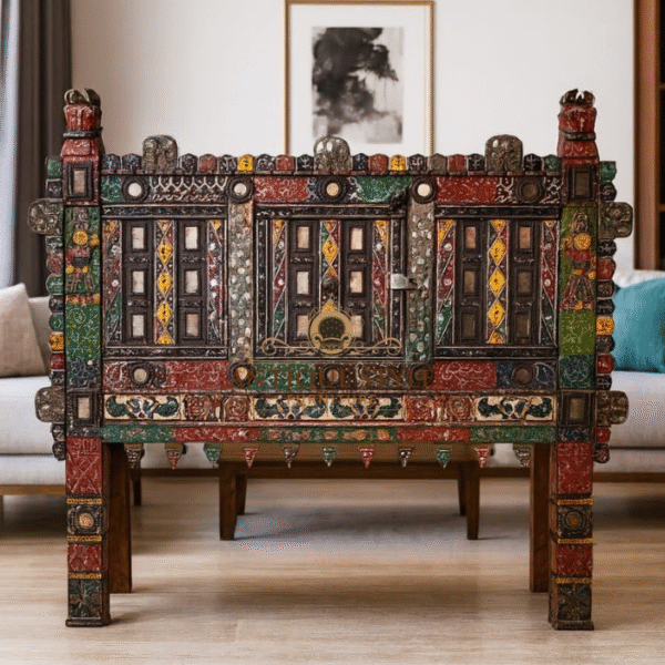 Antique Hand - Carved Solid Wood Furniture Piece