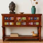 Mango Wood Tile Fitted Console Table
