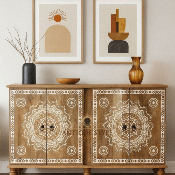 Mango Wood Hand  Carving Side Board