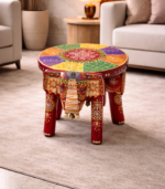 Hand-Painted Wooden Elephant Stool