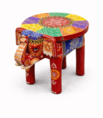 Hand-Painted Wooden Elephant Stool - Image 2