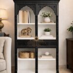 Mango Wood Merab Carved Design Bookshelf