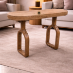 Cane Designed Wooden Console Table