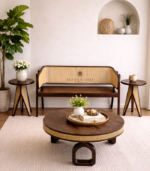 Sofa with Side Table Set Cane Designed