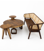 Sofa with Side Table Set Cane Designed - Image 2